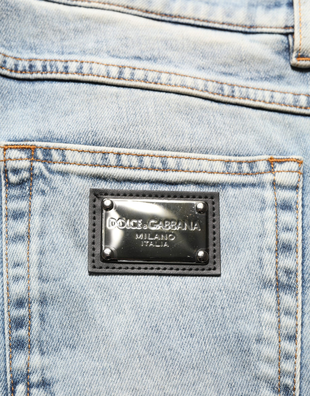 Dolce & Gabbana Blaue gewaschene gerade Herren-Jeans mit mittlerer Taille