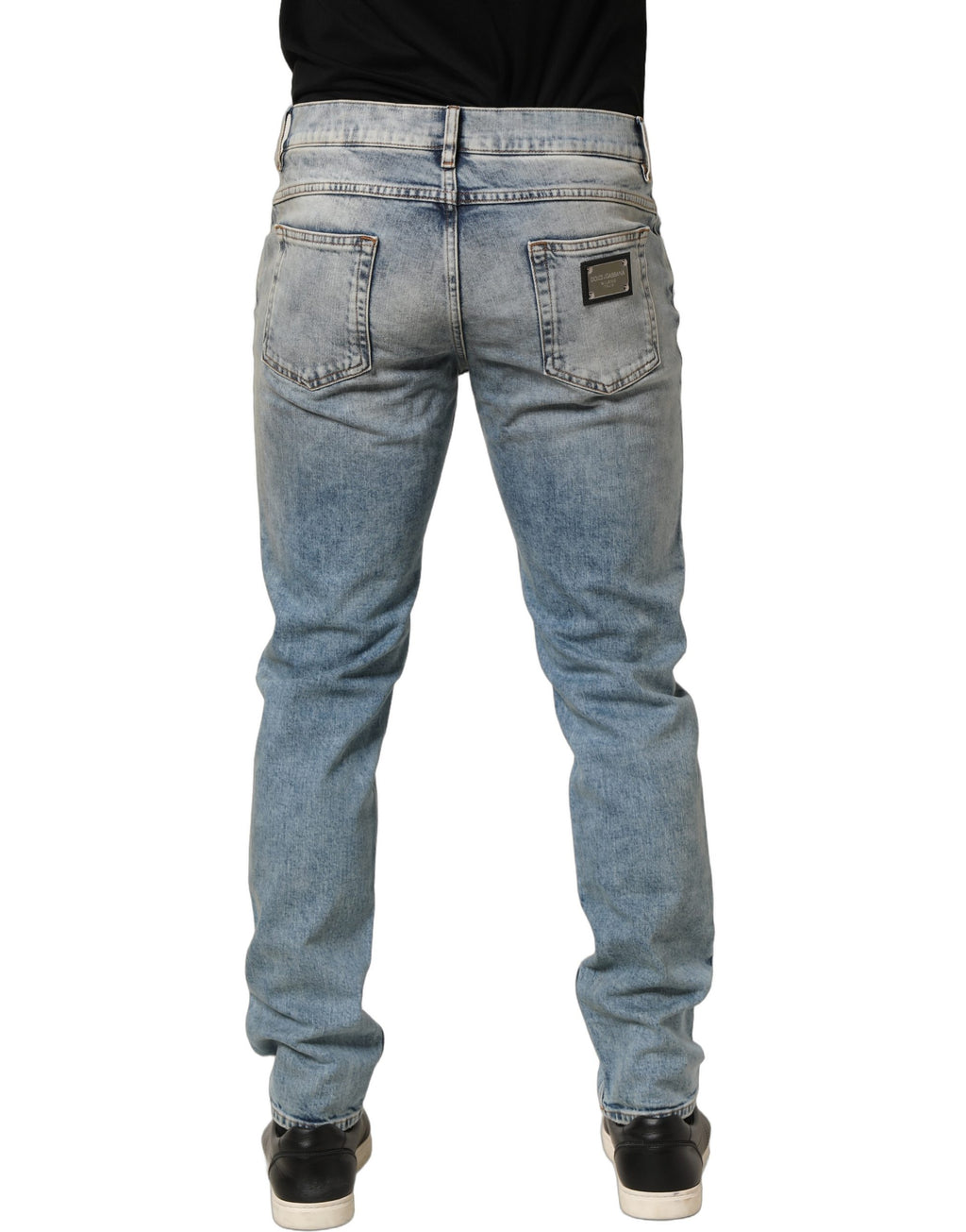 Dolce & Gabbana Blaue gewaschene gerade Herren-Jeans mit mittlerer Taille