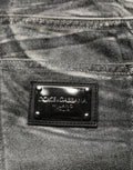 Dolce & Gabbana Graue, gewaschene gerade geschnittene Jeans mit mittlerer Leibhöhe