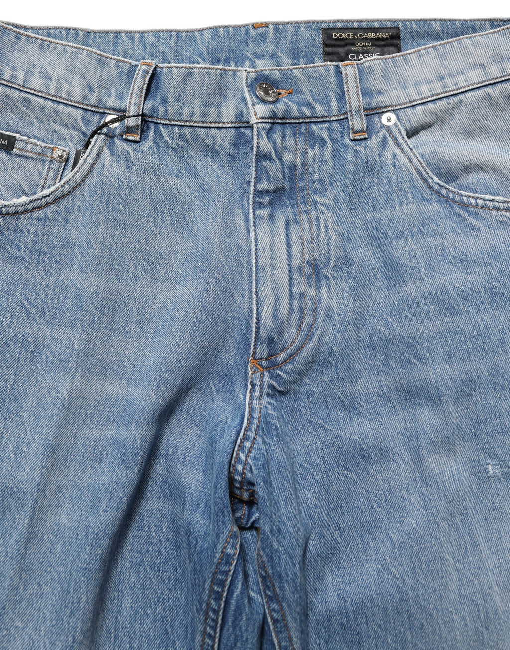 Dolce & Gabbana Hellblaue, gewaschene Mid-Waist Classic Denim Jeans