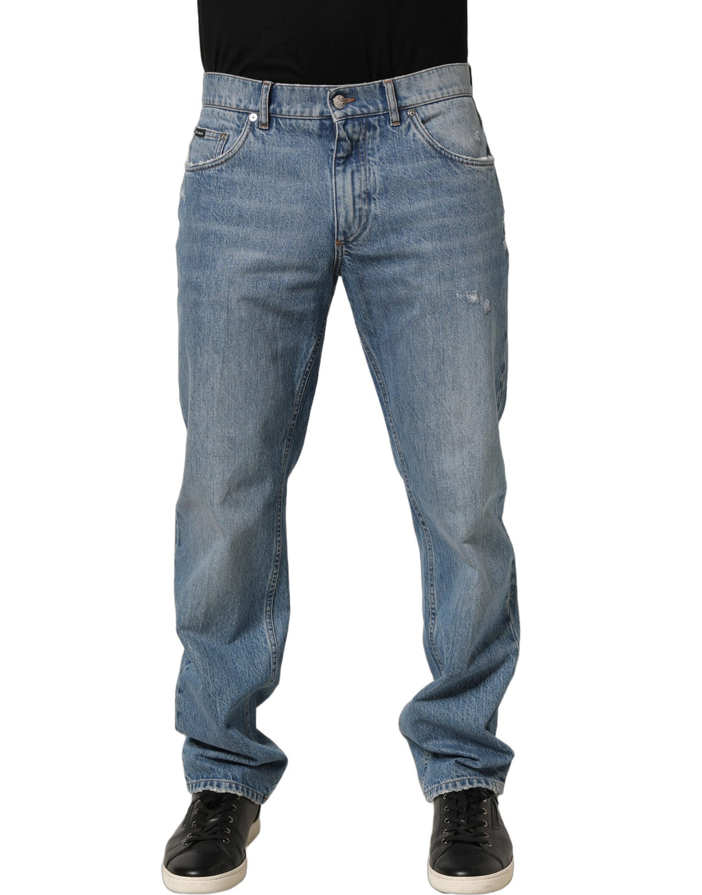 Dolce & Gabbana Hellblaue, gewaschene Mid-Waist Classic Denim Jeans