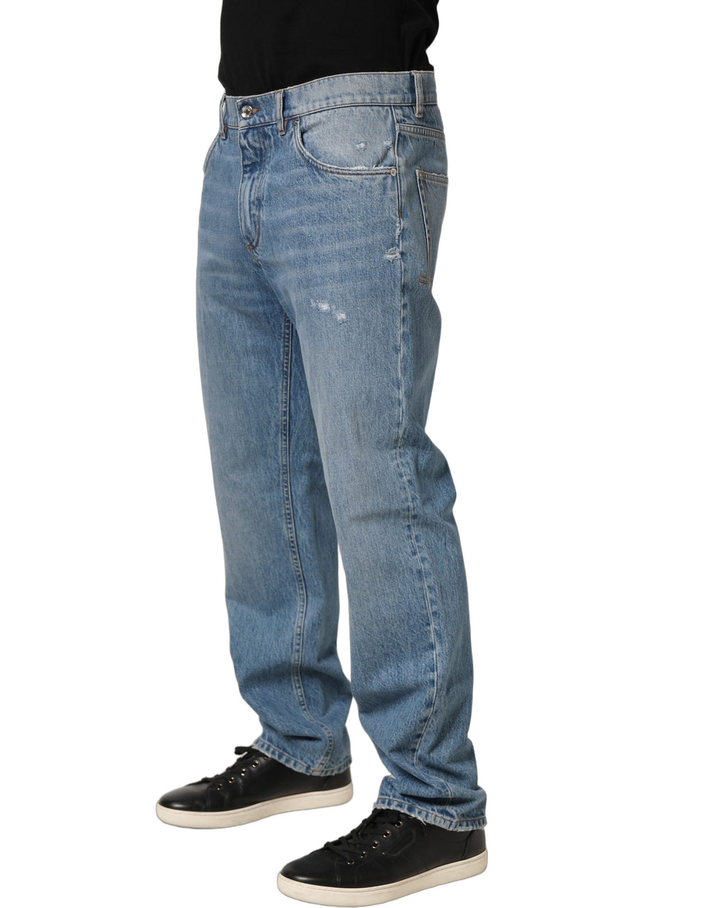 Dolce & Gabbana Hellblaue, gewaschene Mid-Waist Classic Denim Jeans