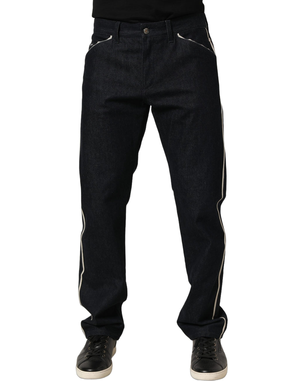 Dolce & Gabbana Schwarze Baumwoll-Jeans für Herren, Mid Waist, Klassischer Schnitt