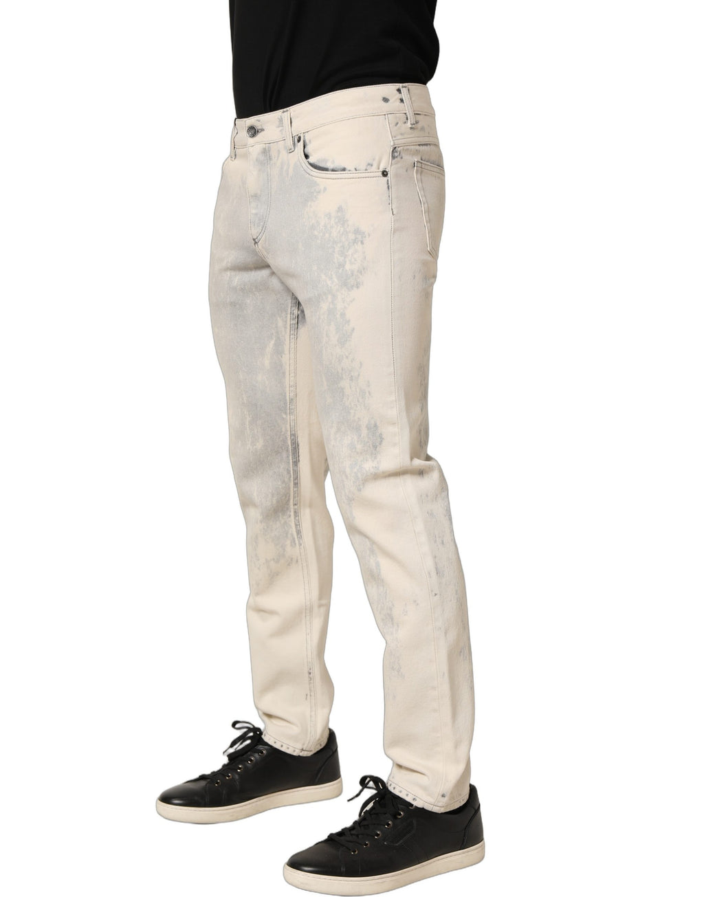 Dolce & Gabbana Beige Tie Dye Baumwoll Straight Herren Jeans