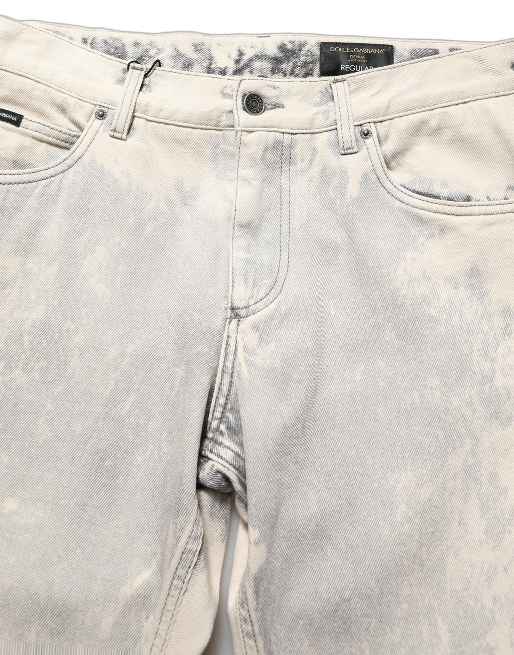 Dolce & Gabbana Beige Tie Dye Baumwoll Straight Herren Jeans