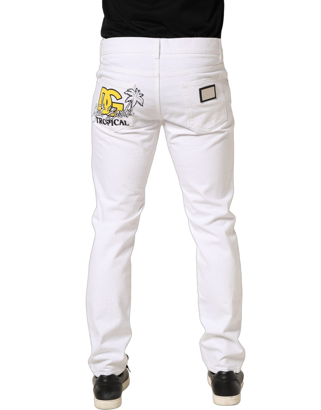 Dolce & Gabbana Weiße Ripped Slim Fit Herren-Jeans aus Baumwolle