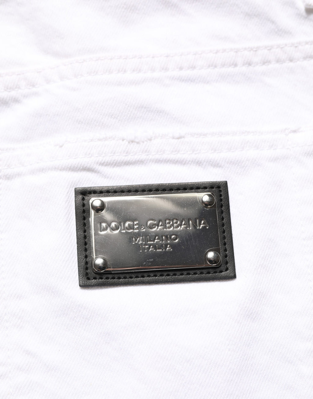 Dolce & Gabbana Weiße Ripped Slim Fit Herren-Jeans aus Baumwolle