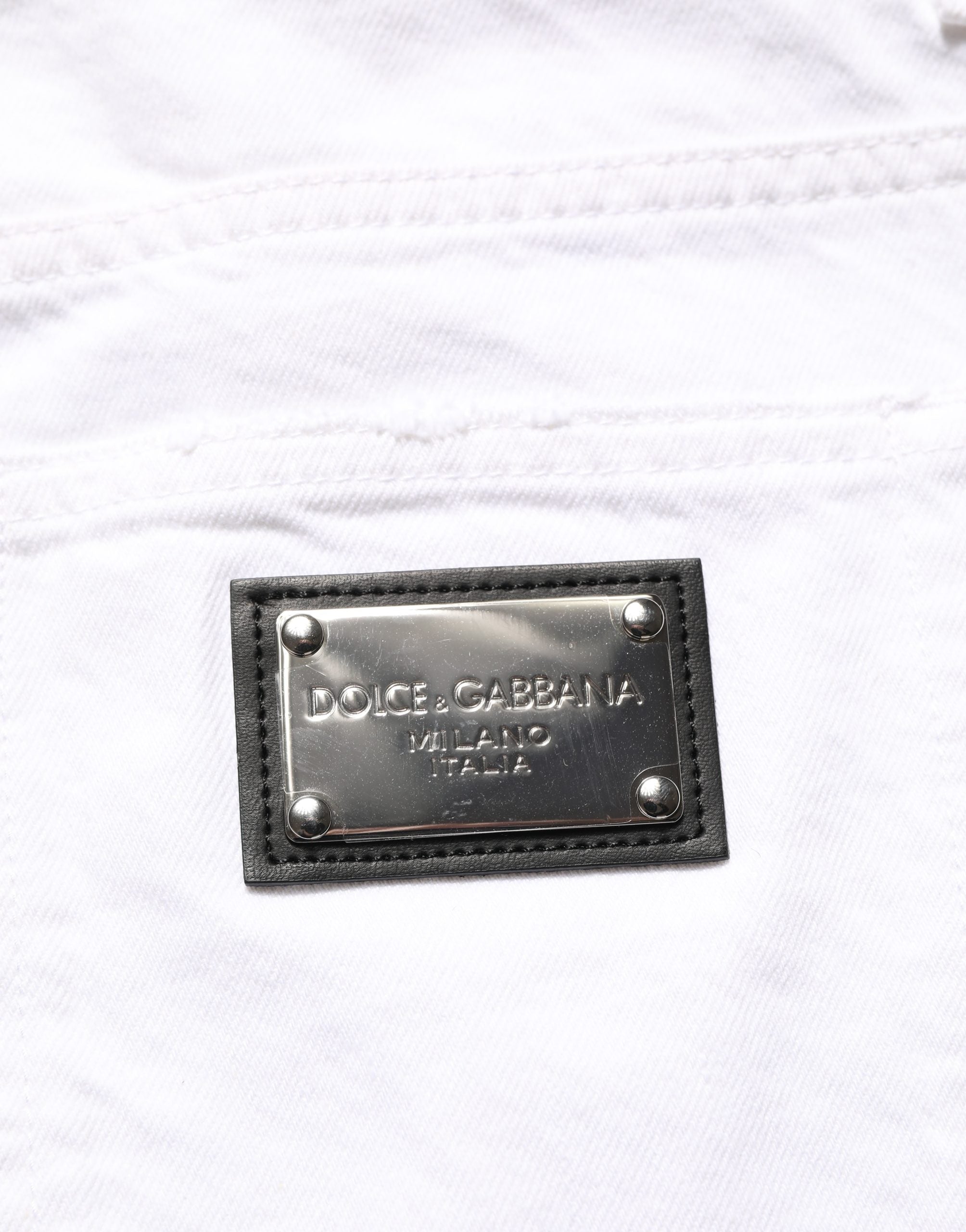 Dolce & Gabbana Weiße Ripped Slim Fit Herren-Jeans aus Baumwolle