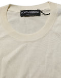 Dolce & Gabbana Off White 3/4 Ärmel Rundhals Pullover Pullover