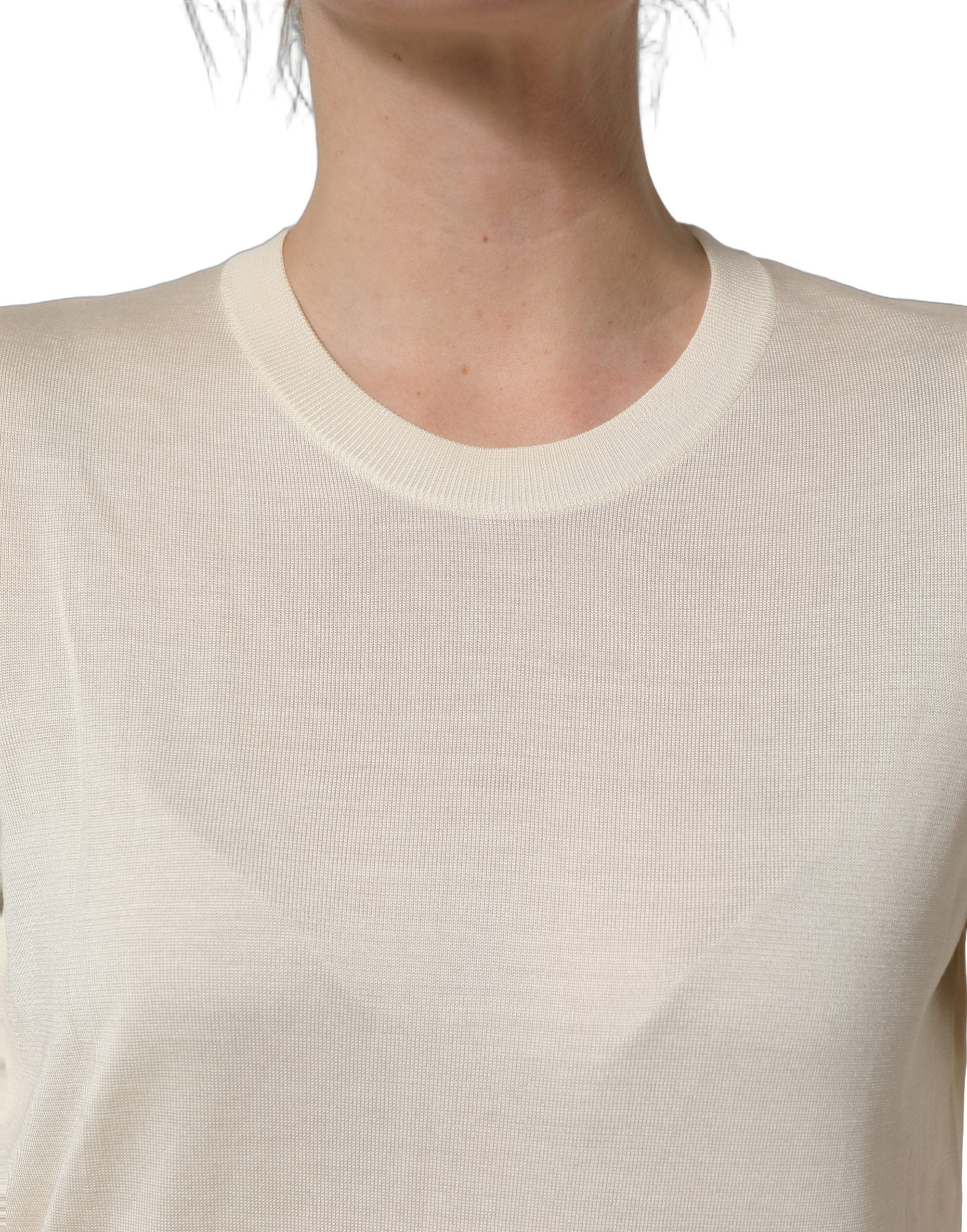 Dolce & Gabbana Off White 3/4 Ärmel Rundhals Pullover Pullover