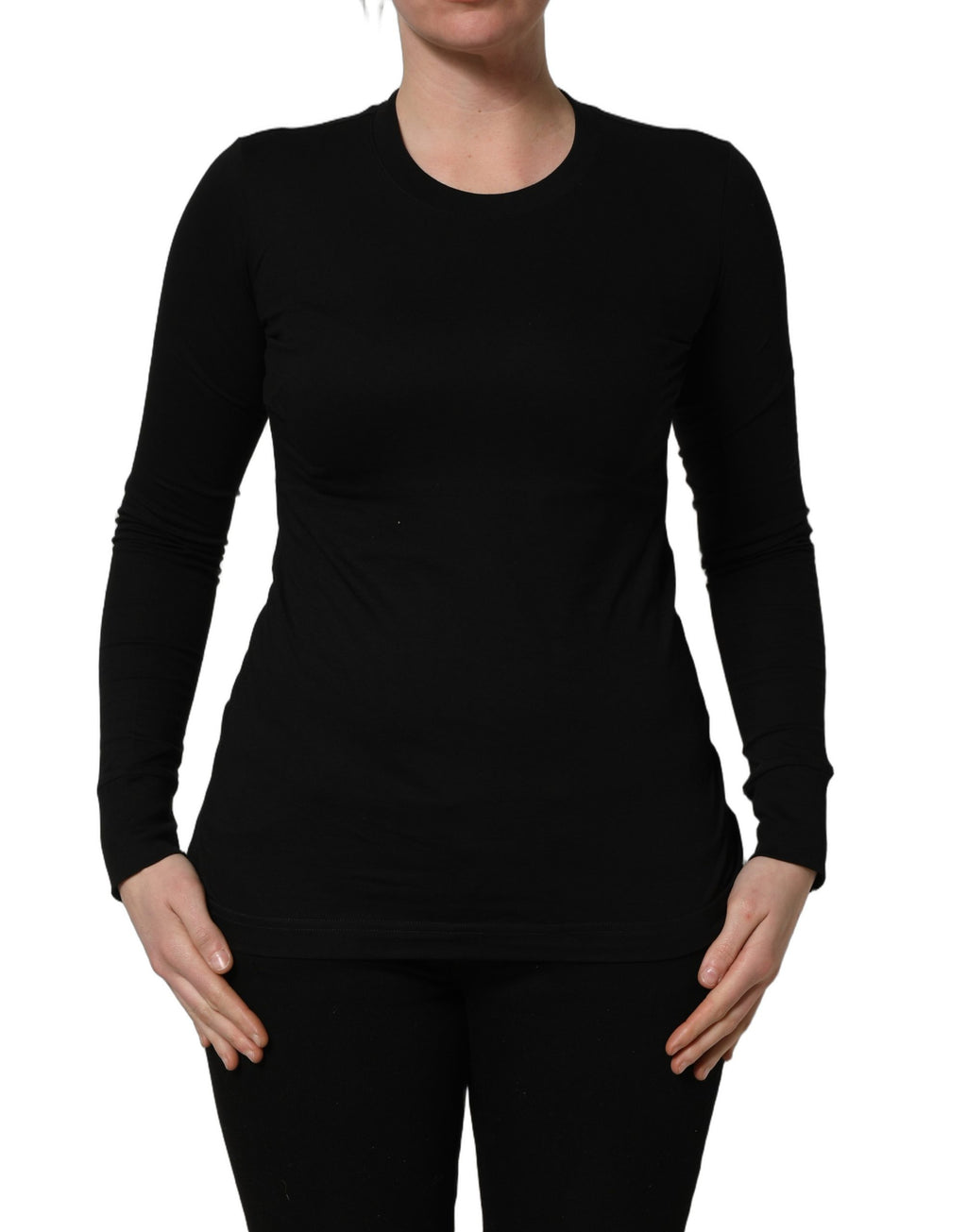Dolce & Gabbana Schwarzer Pullover mit Rundhalsausschnitt und langen Ärmeln