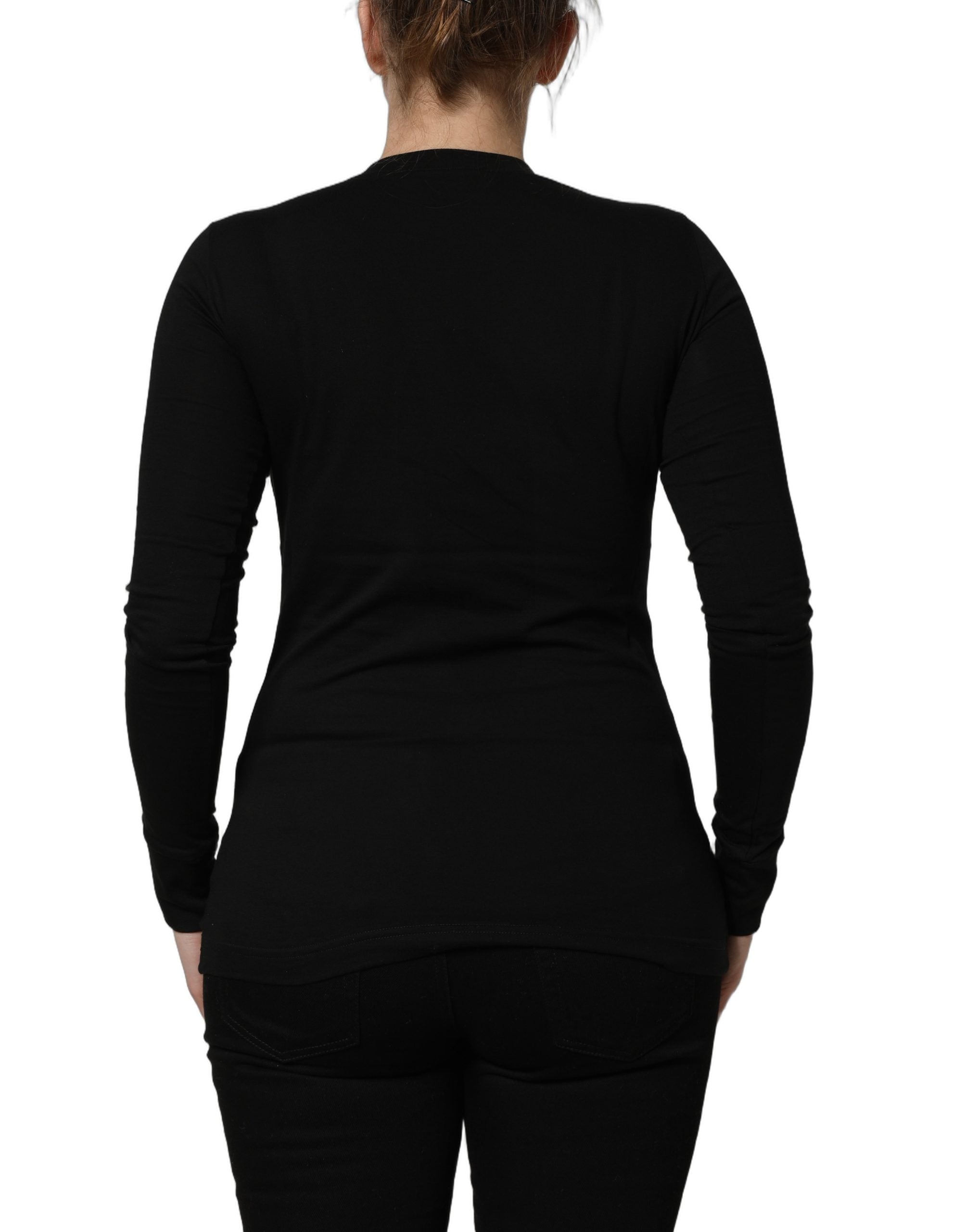 Dolce & Gabbana Schwarzer Pullover mit Rundhalsausschnitt und langen Ärmeln
