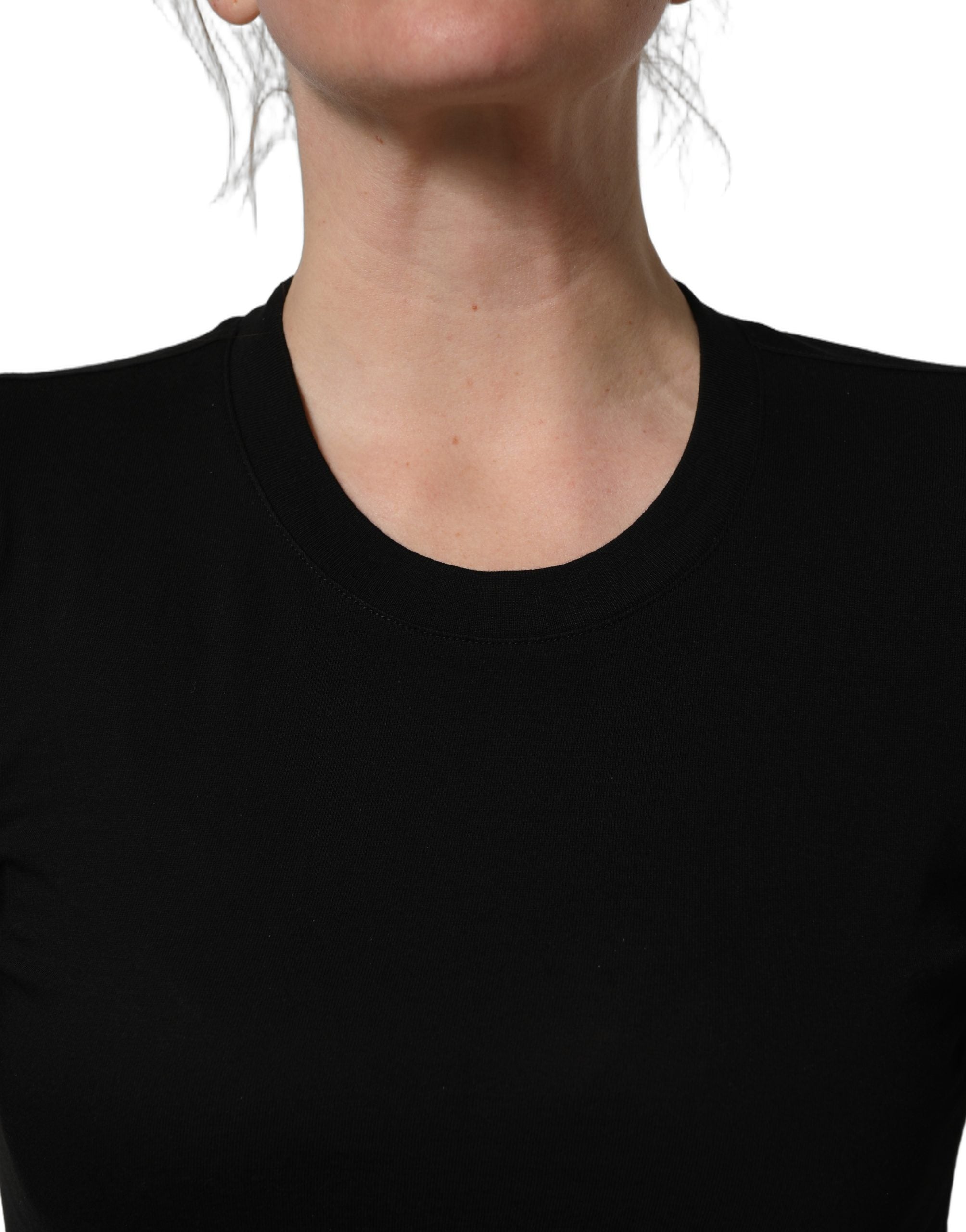 Dolce & Gabbana Schwarzer Pullover mit Rundhalsausschnitt und langen Ärmeln