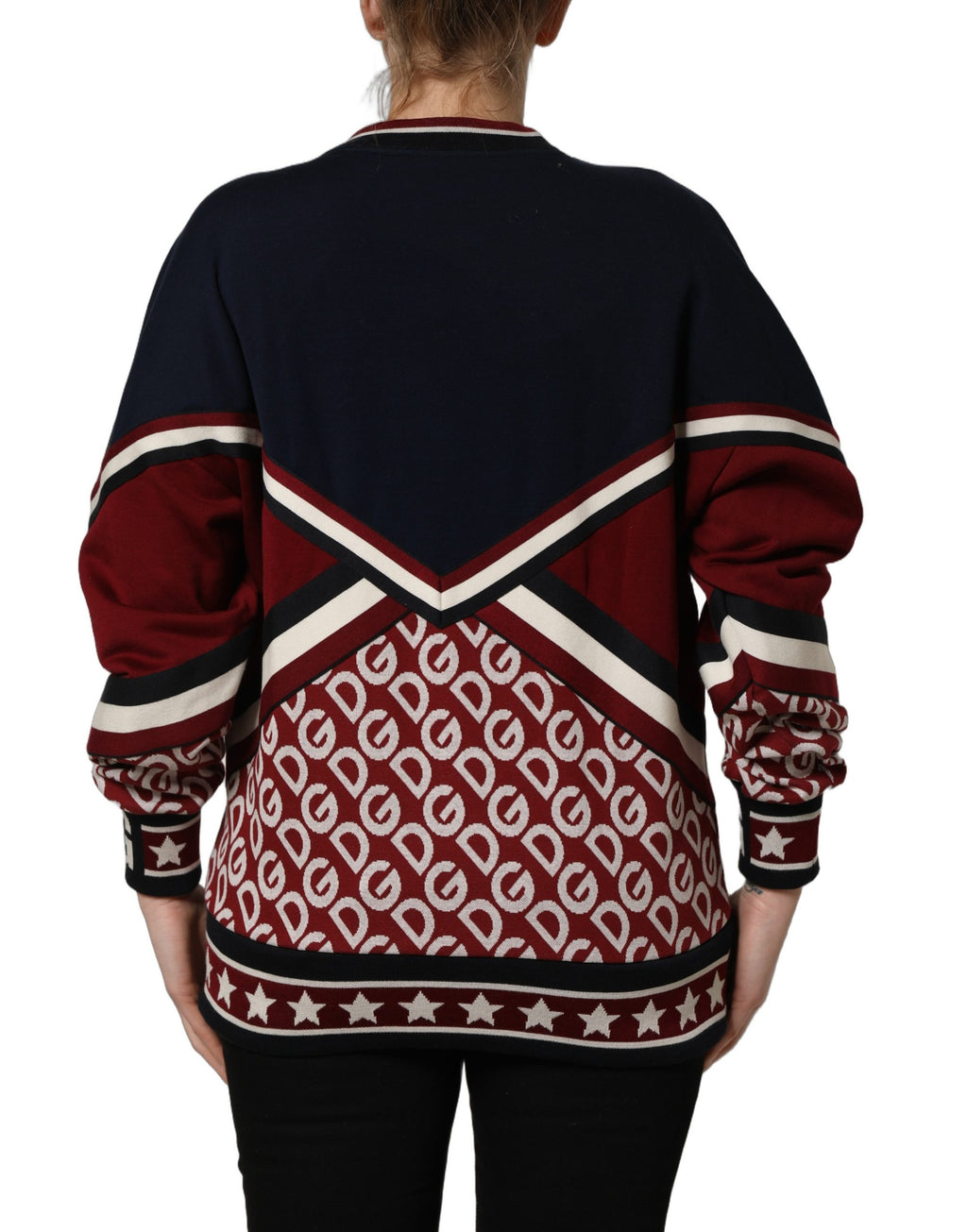 Dolce & Gabbana Blau-rotes Sweatshirt "Royals" mit Patch-Applikationen