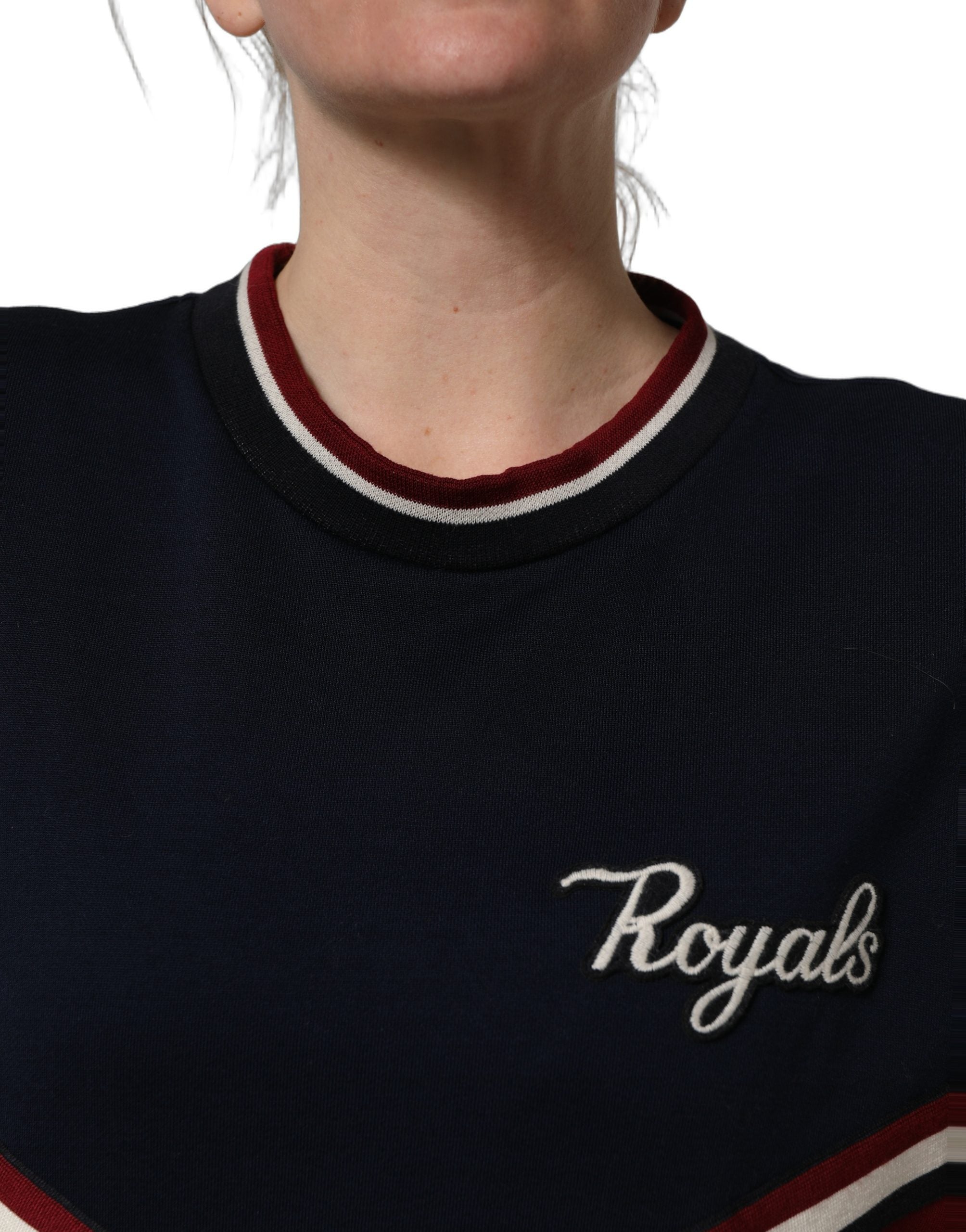 Dolce & Gabbana Blau-rotes Sweatshirt "Royals" mit Patch-Applikationen