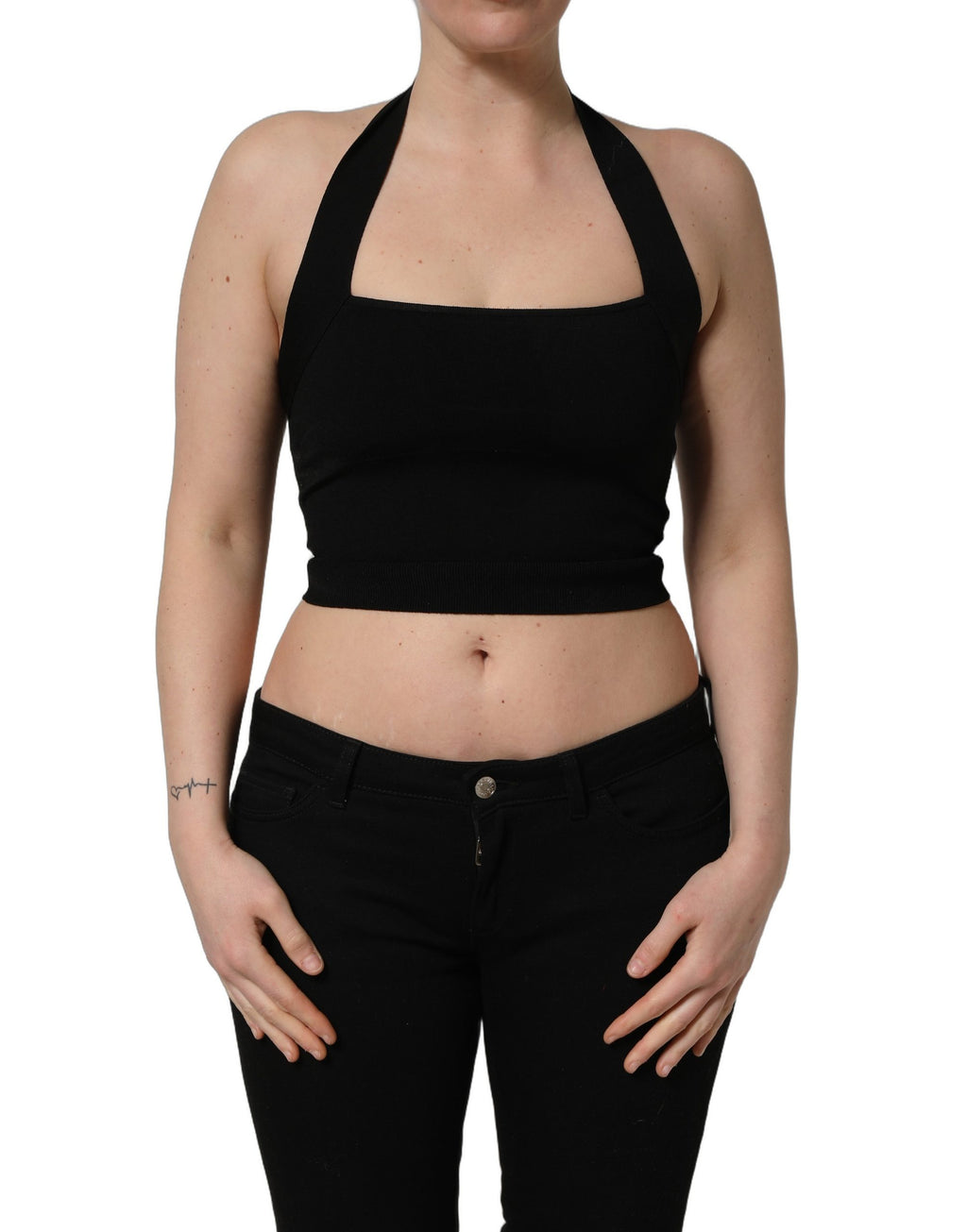 Dolce & Gabbana Schwarzes Crop-Top mit Neckholder und Karree-Ausschnitt
