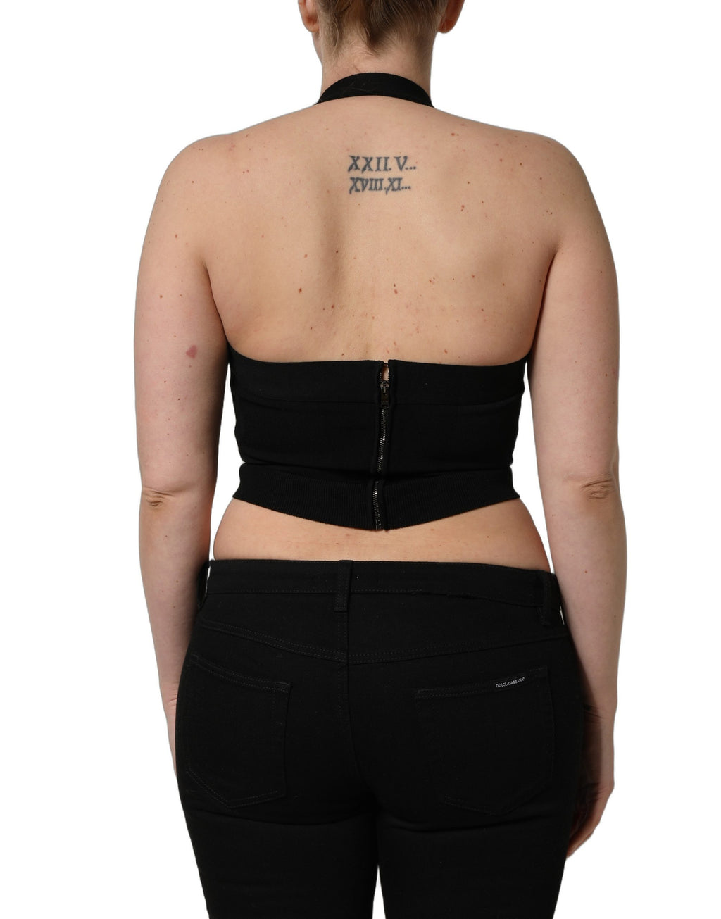 Dolce & Gabbana Schwarzes Crop-Top mit Neckholder und Karree-Ausschnitt