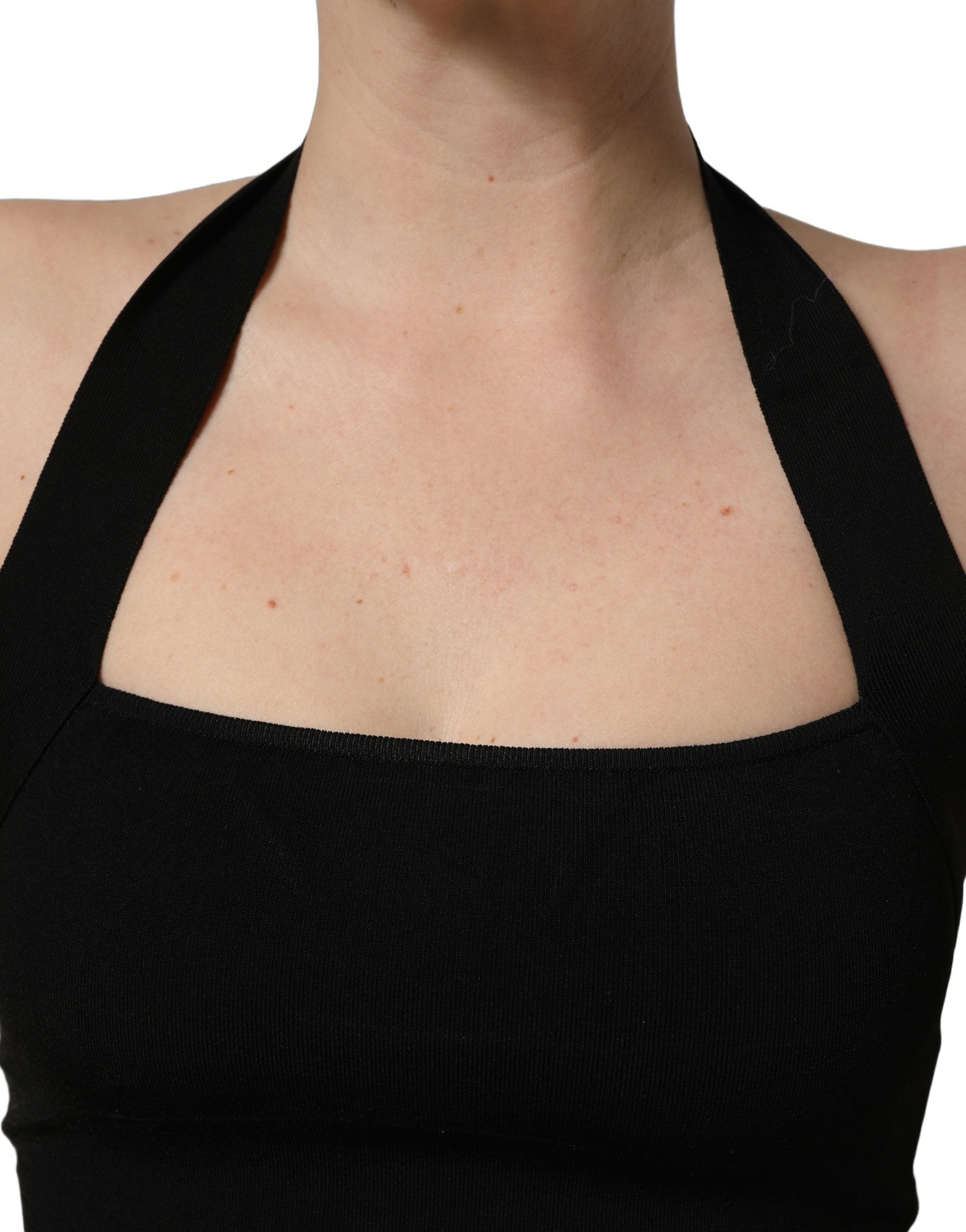 Dolce & Gabbana Schwarzes Crop-Top mit Neckholder und Karree-Ausschnitt