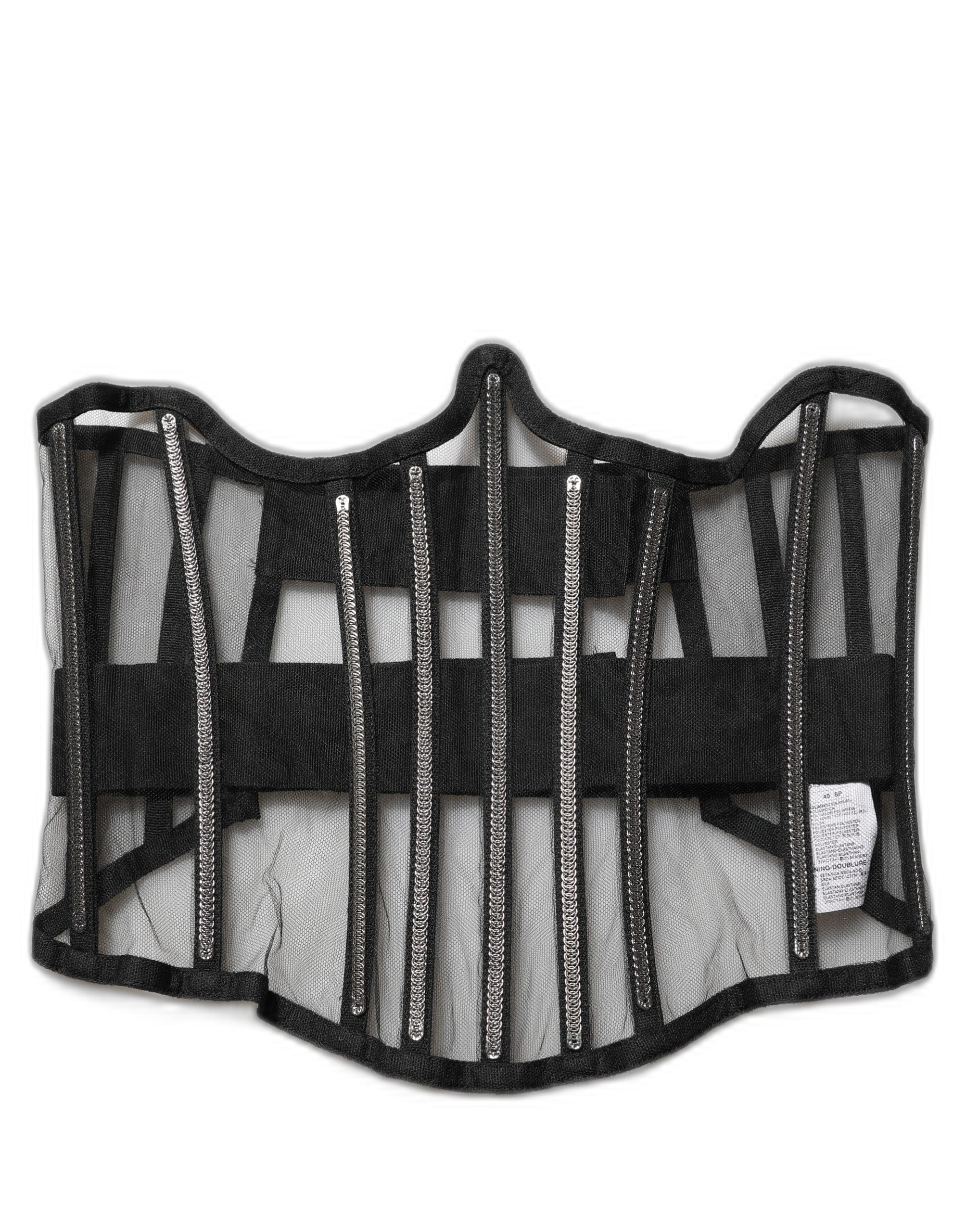 Dolce & Gabbana Schwarzer transparenter Tüll-Body, Cropped Corsagen-Oberteil