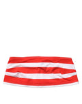 Dolce & Gabbana Weiß-rotes geripptes Crop-Top aus Nylon mit Streifen