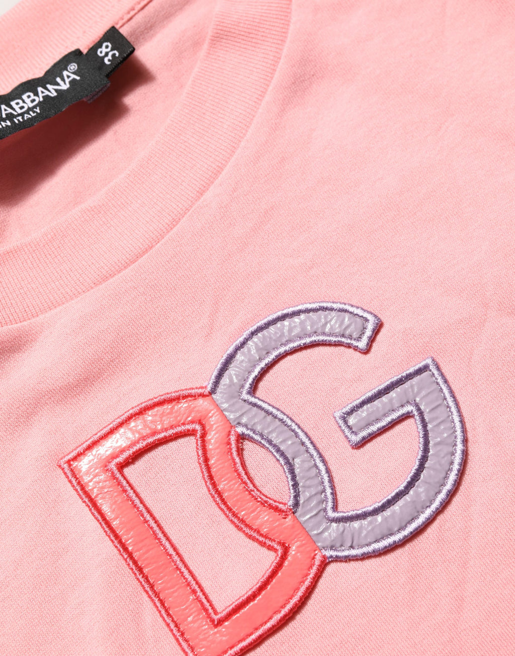 Dolce & Gabbana Pink Cotton DG Logo Round Neck Tank T-shirt