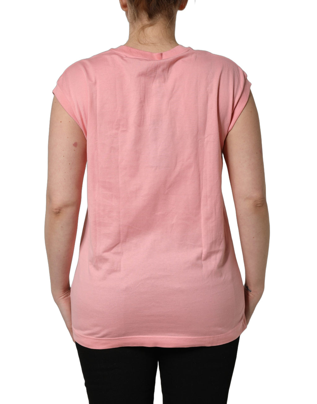 Dolce & Gabbana Pink Cotton DG Logo Round Neck Tank T-shirt