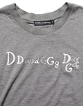 Dolce & Gabbana Graues Kurzarm-T-Shirt mit Logo-Stickerei