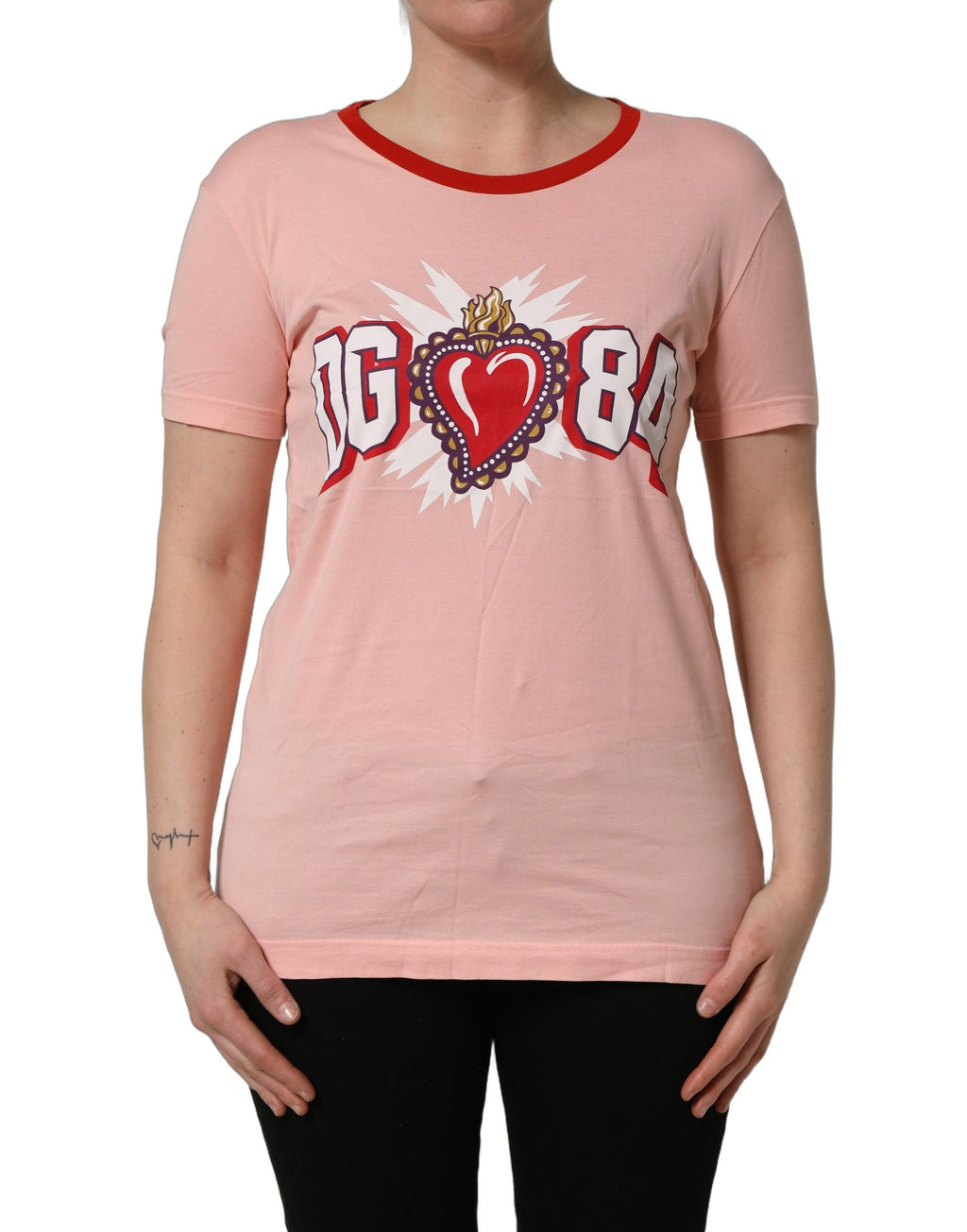 Dolce & Gabbana Pink Graphic Print Cotton Crew Neck T-shirt