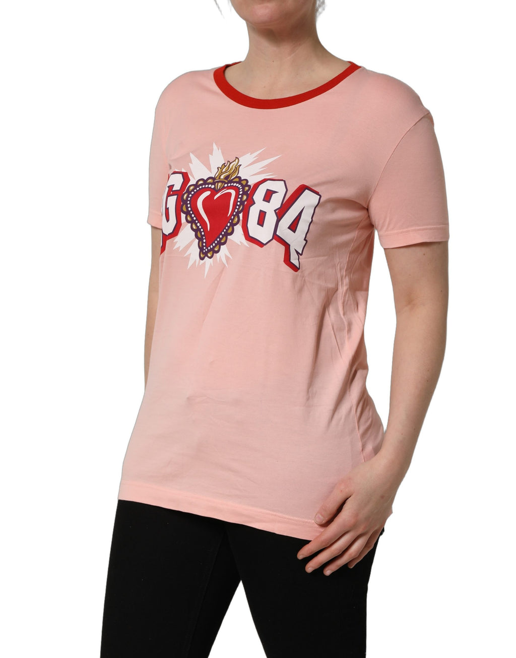 Dolce & Gabbana Pink Graphic Print Cotton Crew Neck T-shirt