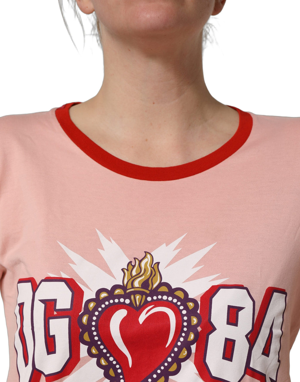Dolce & Gabbana Pink Graphic Print Cotton Crew Neck T-shirt