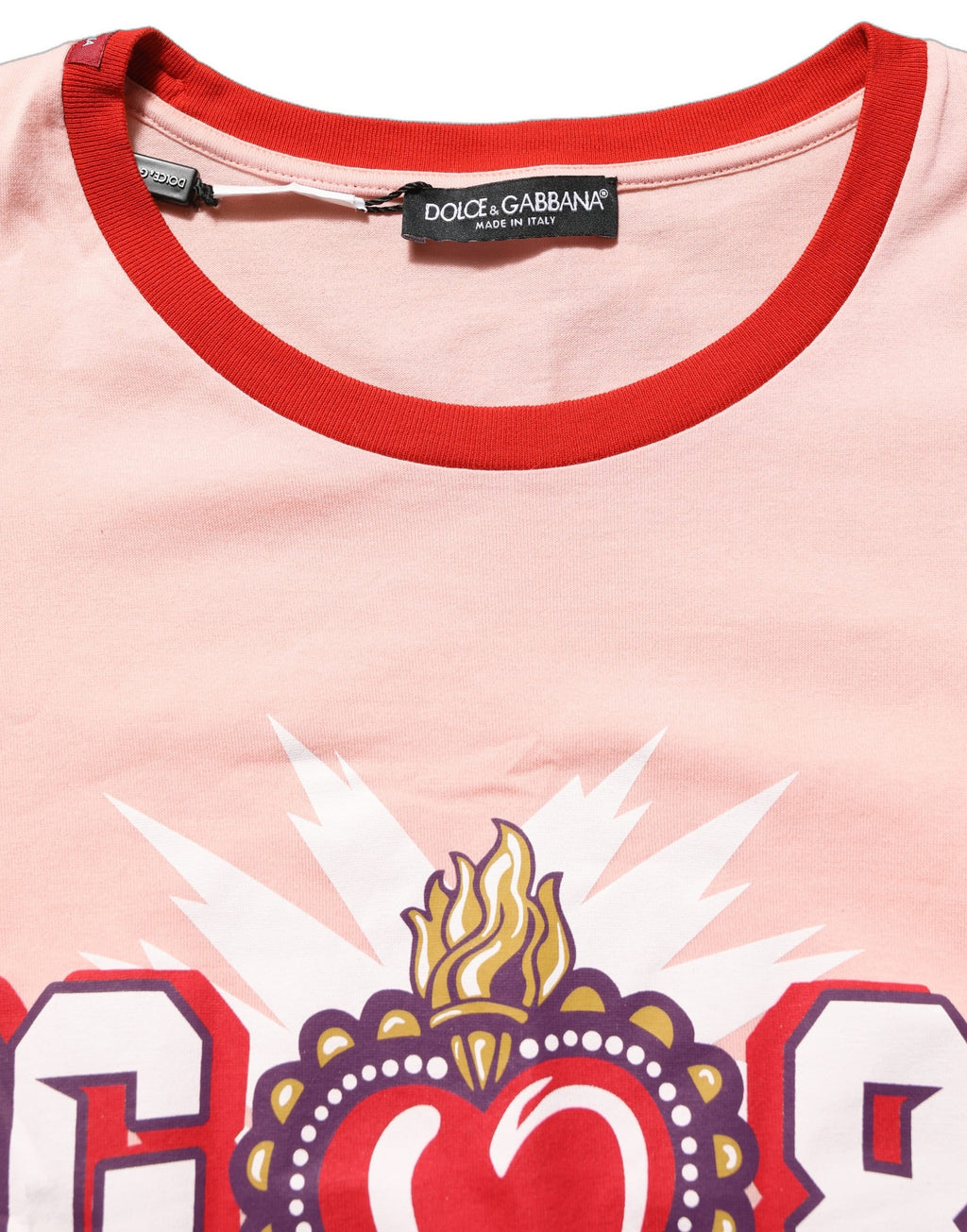 Dolce & Gabbana Pink Graphic Print Cotton Crew Neck T-shirt