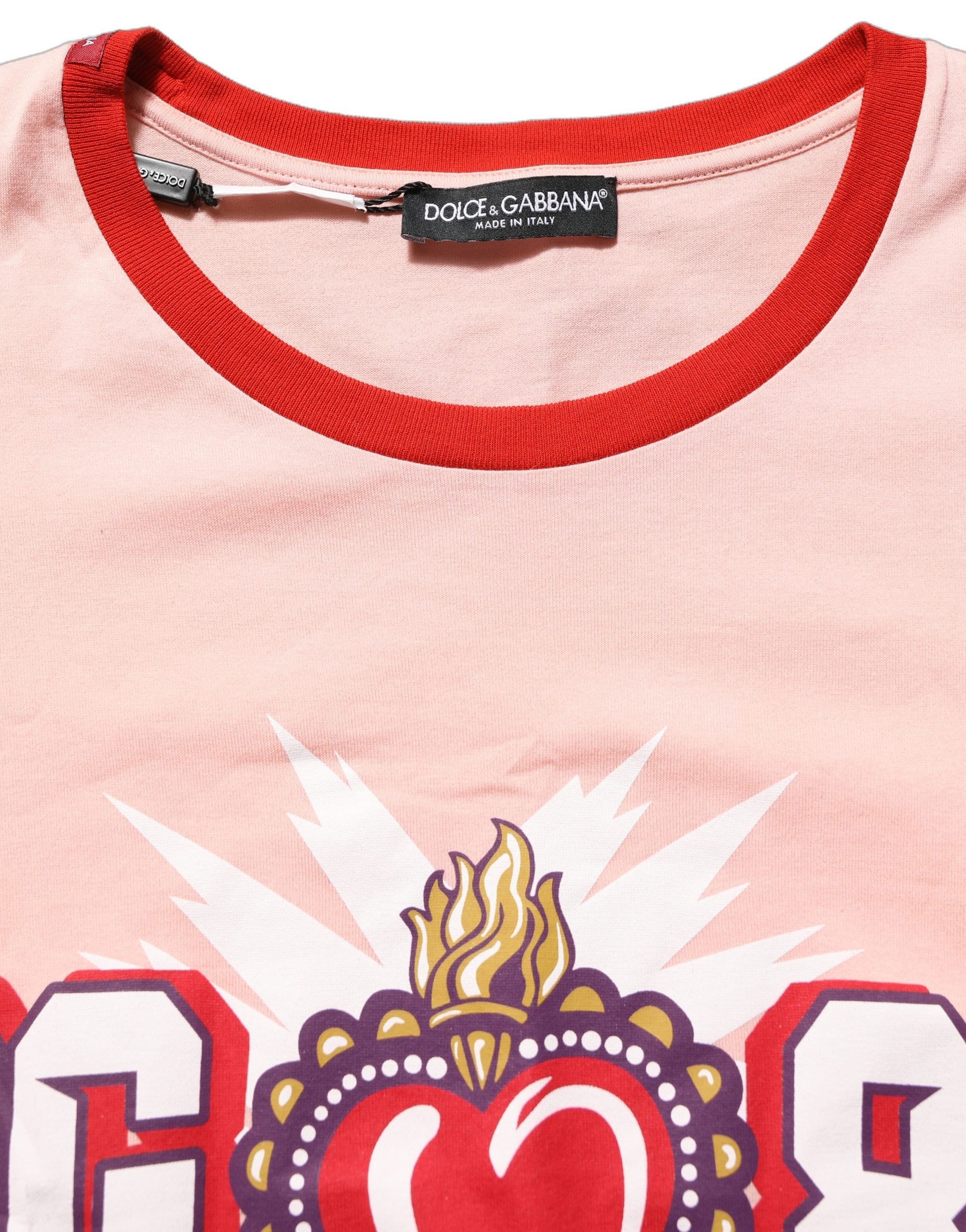 Dolce & Gabbana Pink Graphic Print Cotton Crew Neck T-shirt