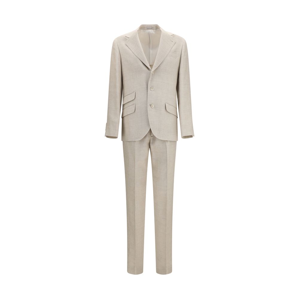 Brunello Cucinelli Beige Seidenanzug Zweiteiler