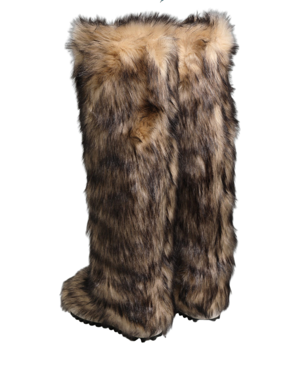 Dolce & Gabbana Braune Kunstfell-Skistiefel kniehoch