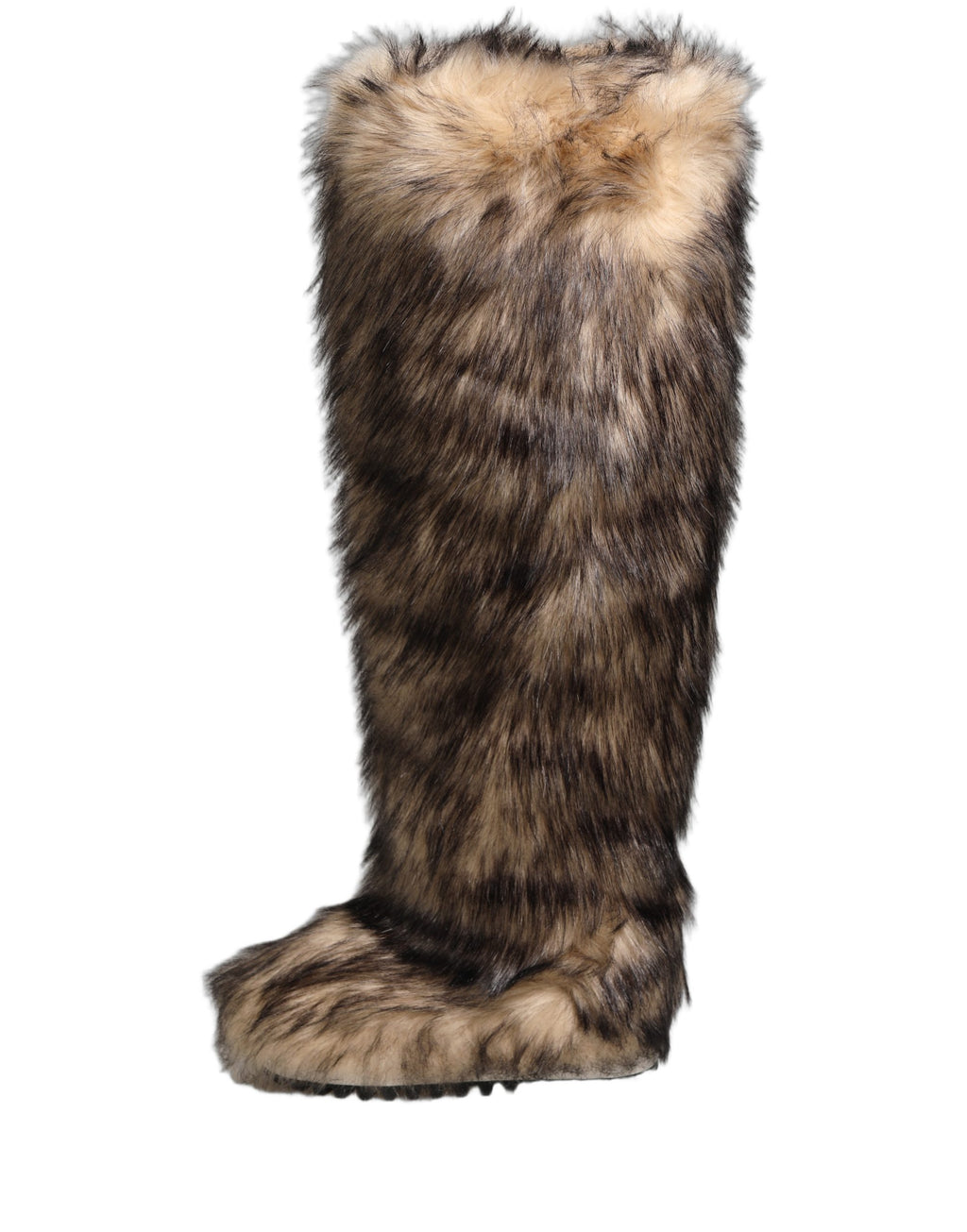 Dolce & Gabbana Braune Kunstfell-Skistiefel kniehoch