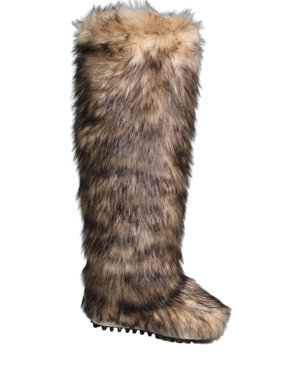 Dolce & Gabbana Braune Kunstfell-Skistiefel kniehoch
