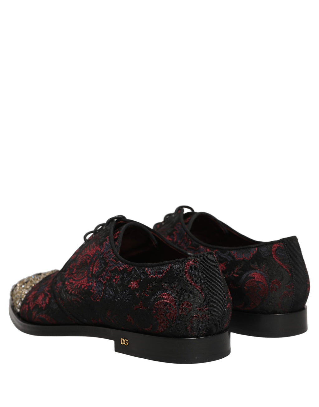 Dolce & Gabbana Schwarze Rote Verzierte Derby-Abendschuhe