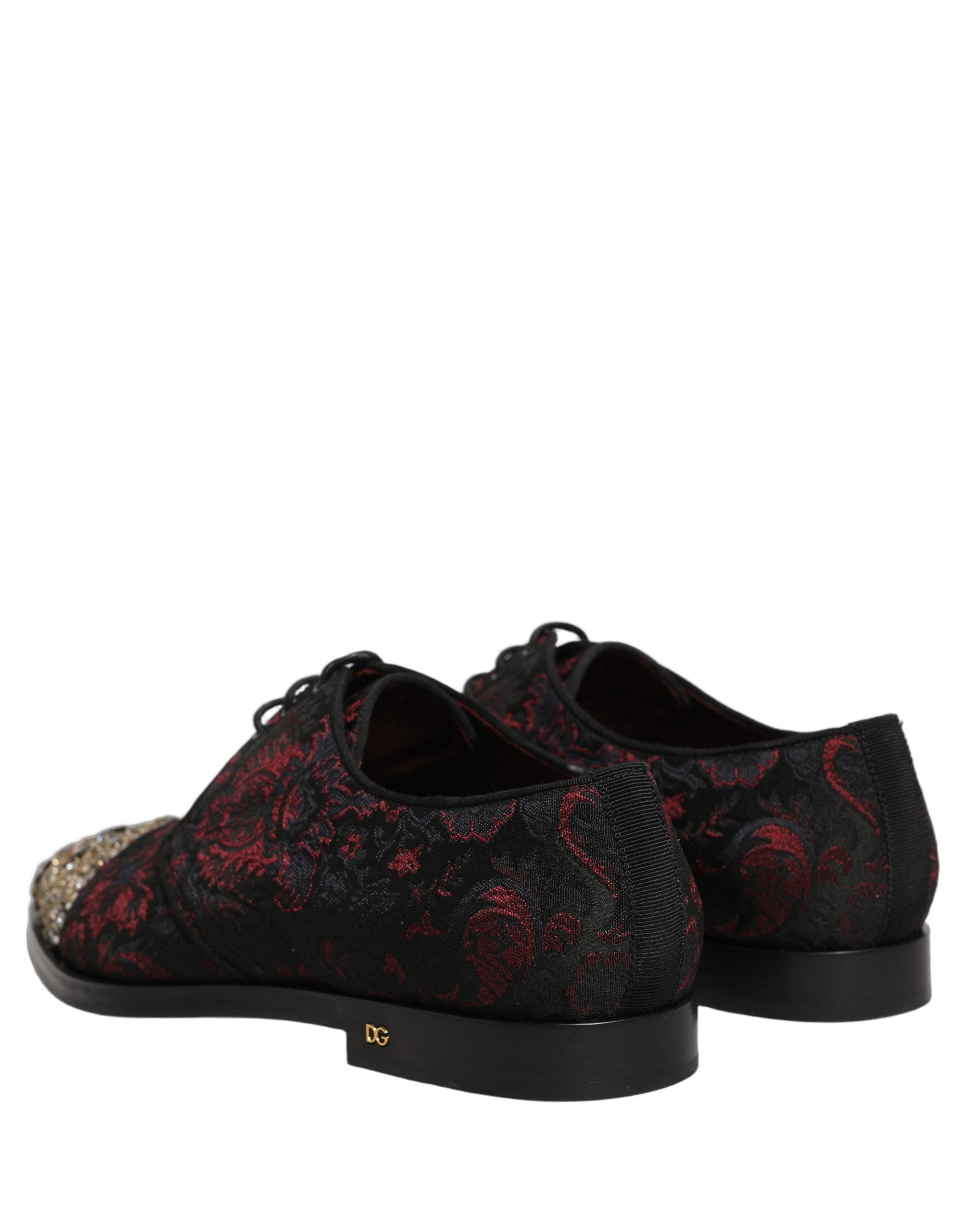 Dolce & Gabbana Schwarze Rote Verzierte Derby-Abendschuhe