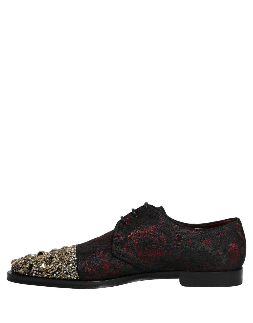 Dolce & Gabbana Schwarze Rote Verzierte Derby-Abendschuhe