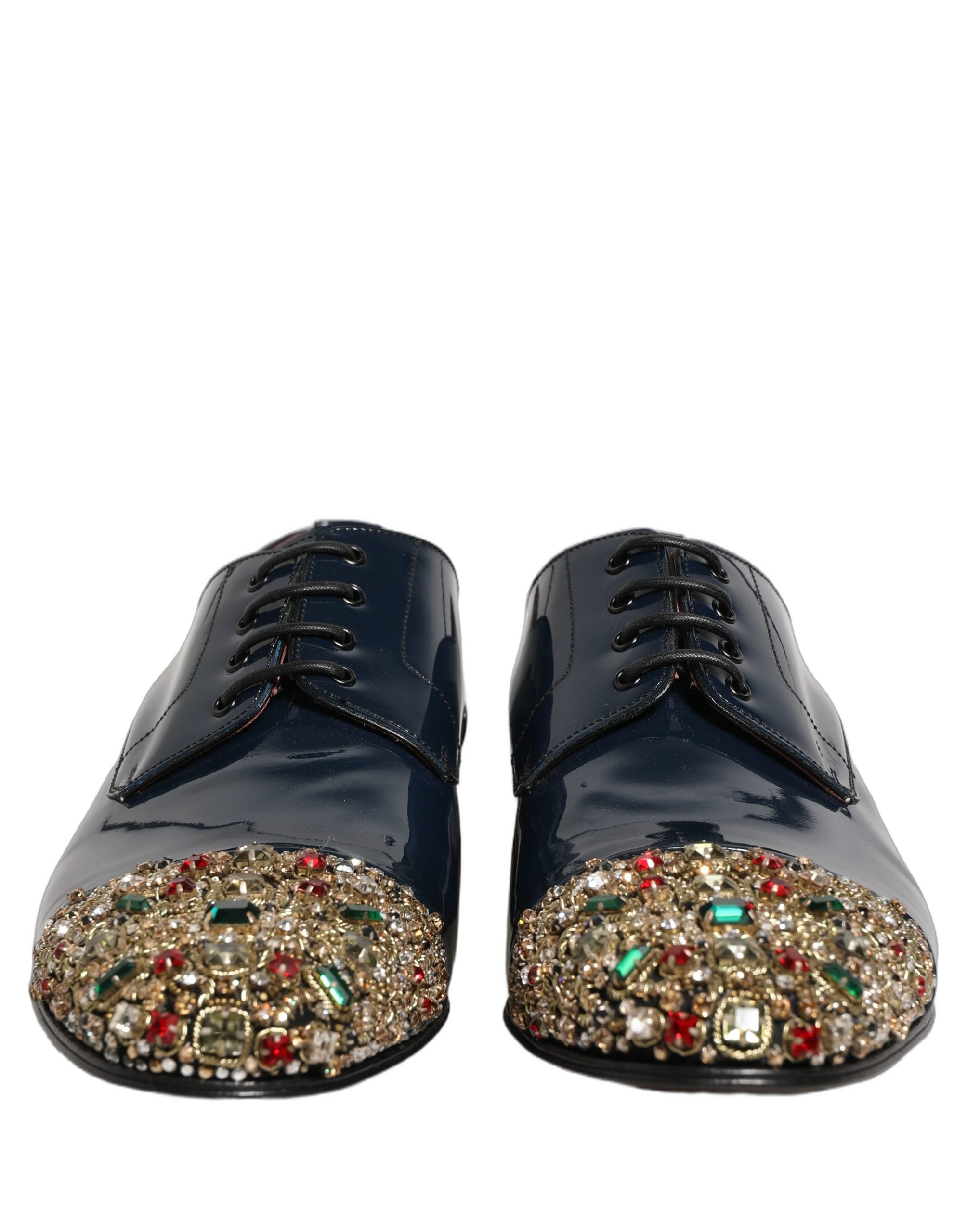 Dolce & Gabbana Blaue verzierte Herren-Derby-Anzugschuhe