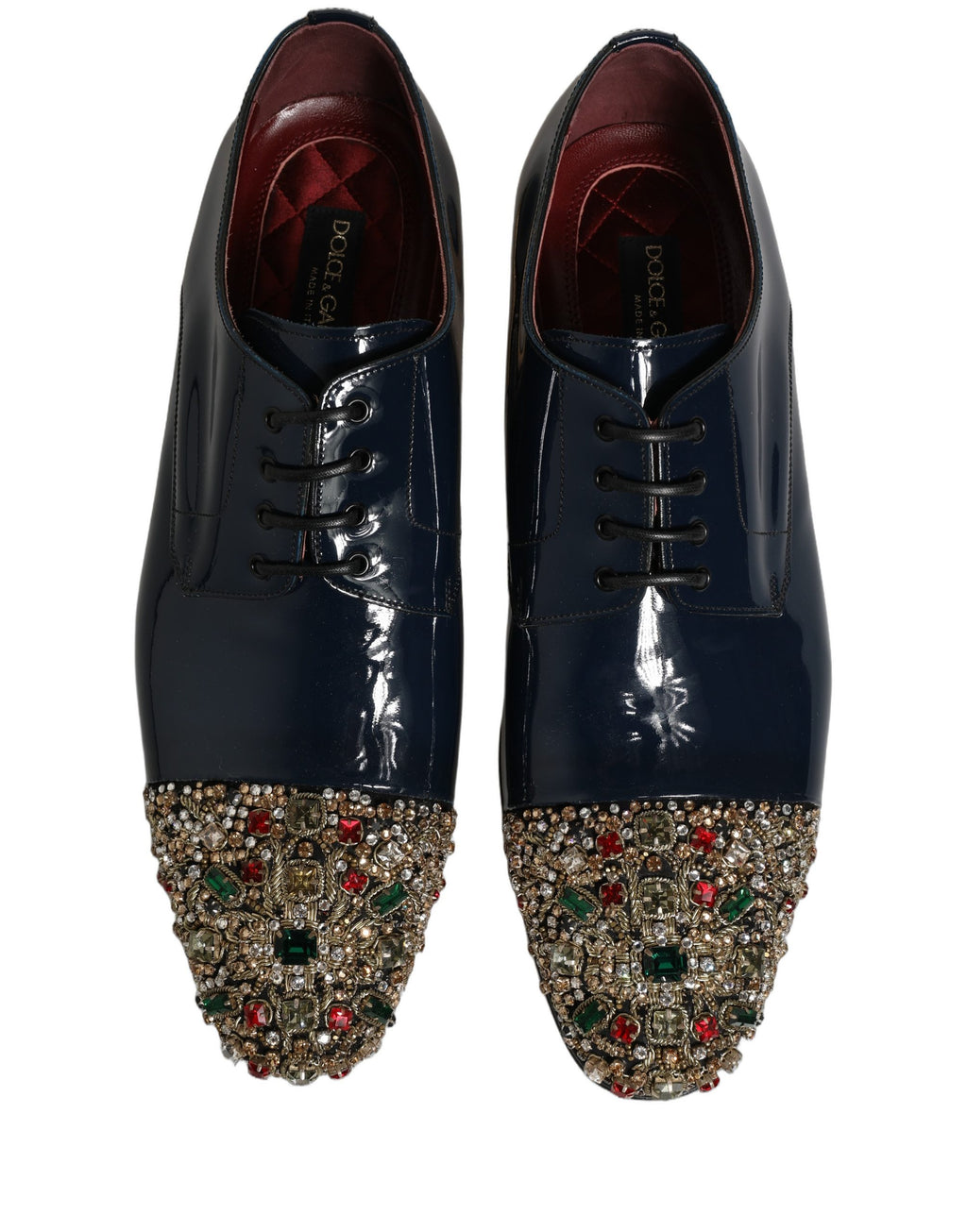 Dolce & Gabbana Blaue verzierte Herren-Derby-Anzugschuhe