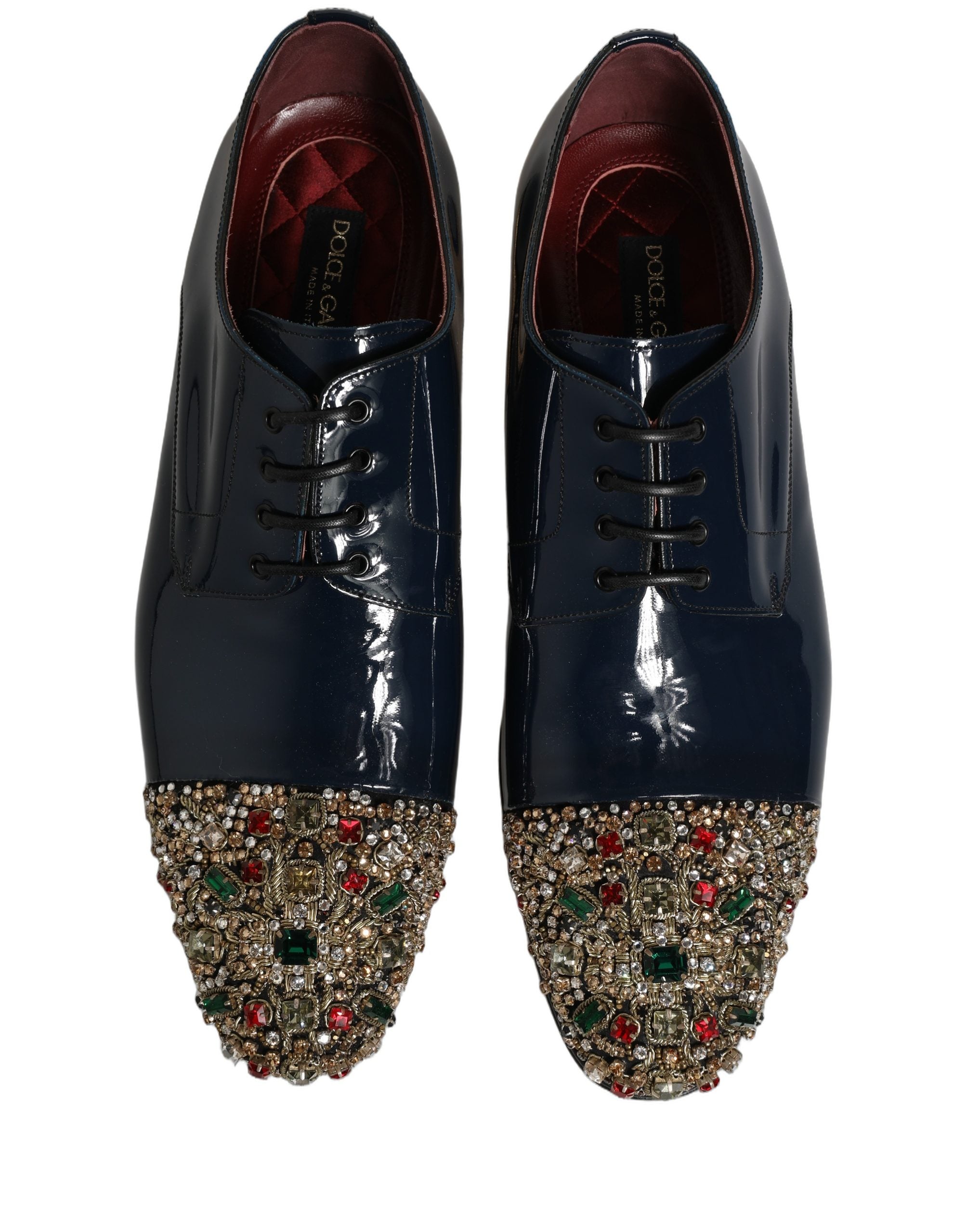 Dolce & Gabbana Blaue verzierte Herren-Derby-Anzugschuhe
