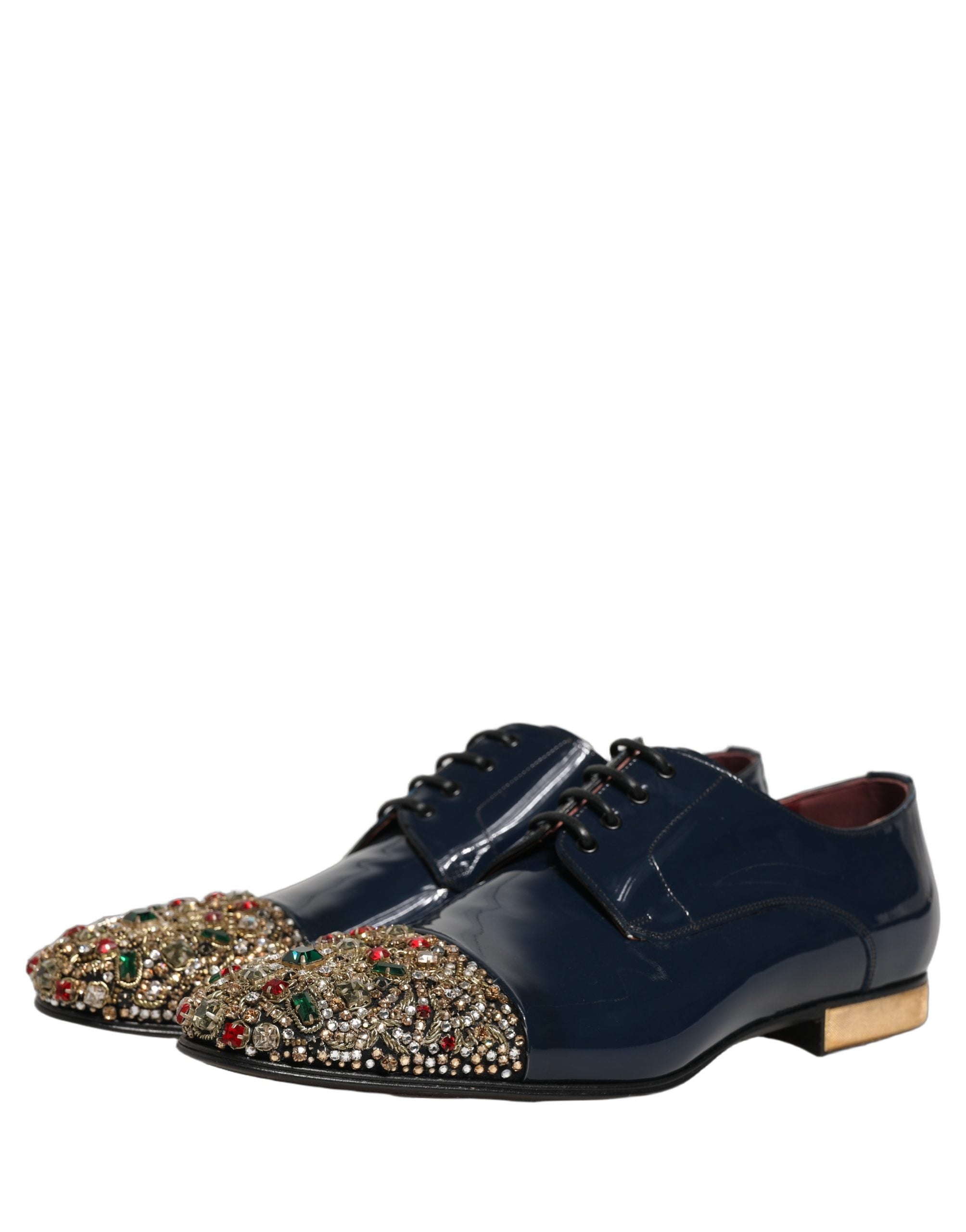 Dolce & Gabbana Blaue verzierte Herren-Derby-Anzugschuhe