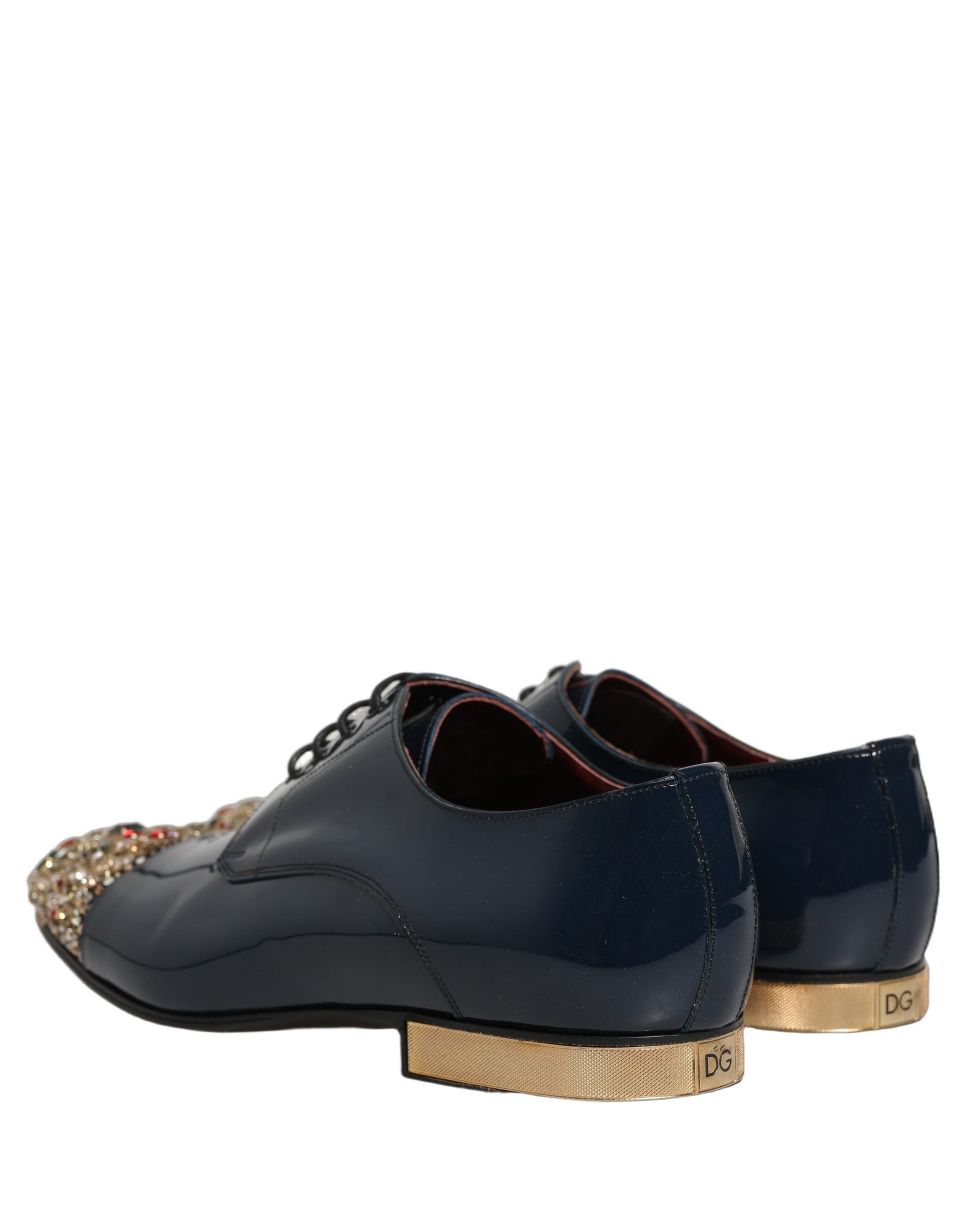Dolce & Gabbana Blaue verzierte Herren-Derby-Anzugschuhe