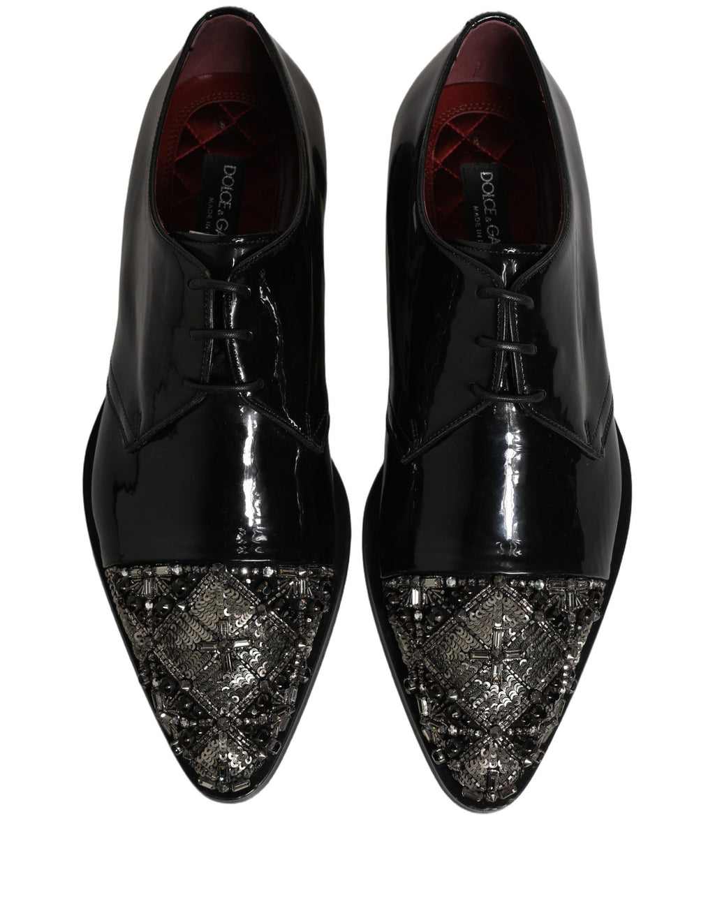 Dolce & Gabbana Schwarze verzierte Herren-Derby-Anzugschuhe