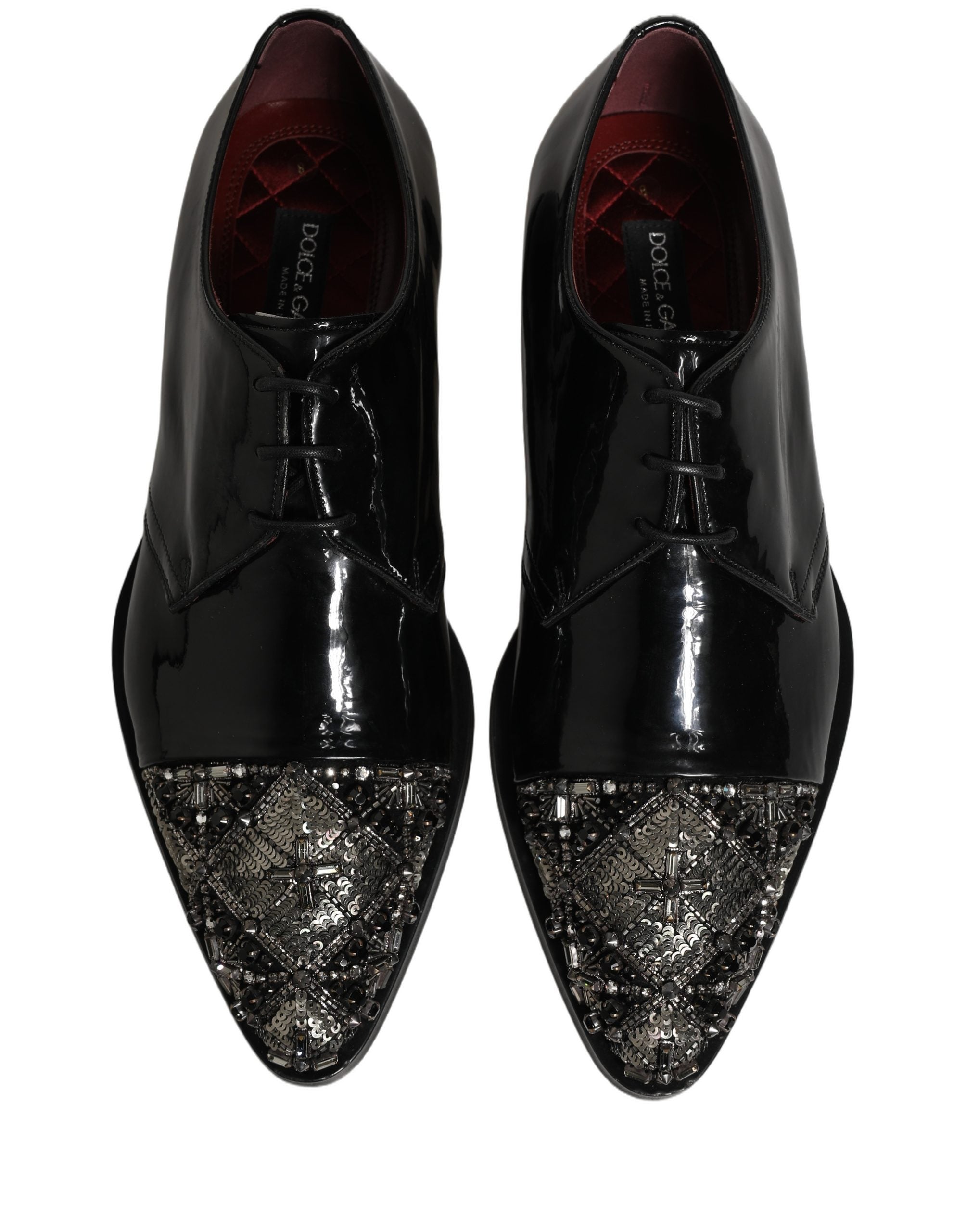 Dolce & Gabbana Schwarze verzierte Herren-Derby-Anzugschuhe