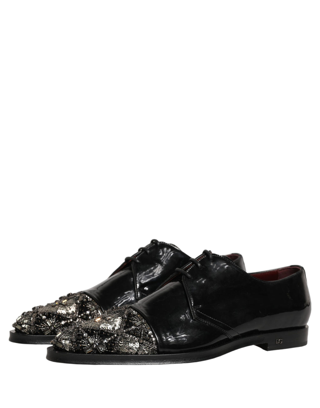 Dolce & Gabbana Schwarze verzierte Herren-Derby-Anzugschuhe