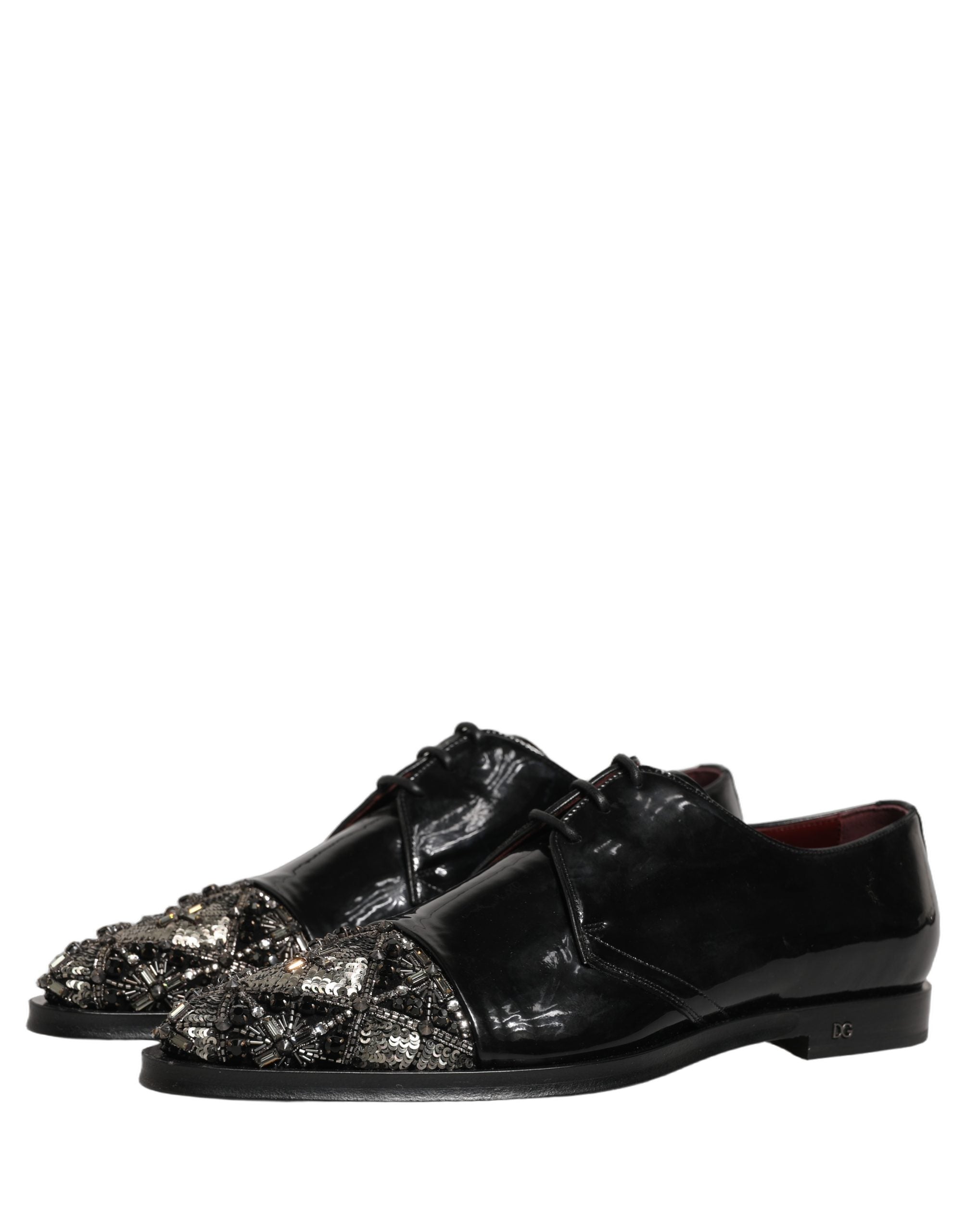 Dolce & Gabbana Schwarze verzierte Herren-Derby-Anzugschuhe