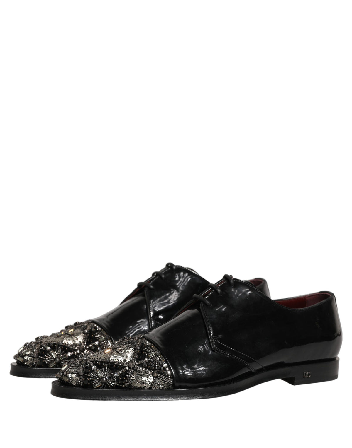 Dolce & Gabbana Schwarze verzierte Herren-Derby-Anzugschuhe