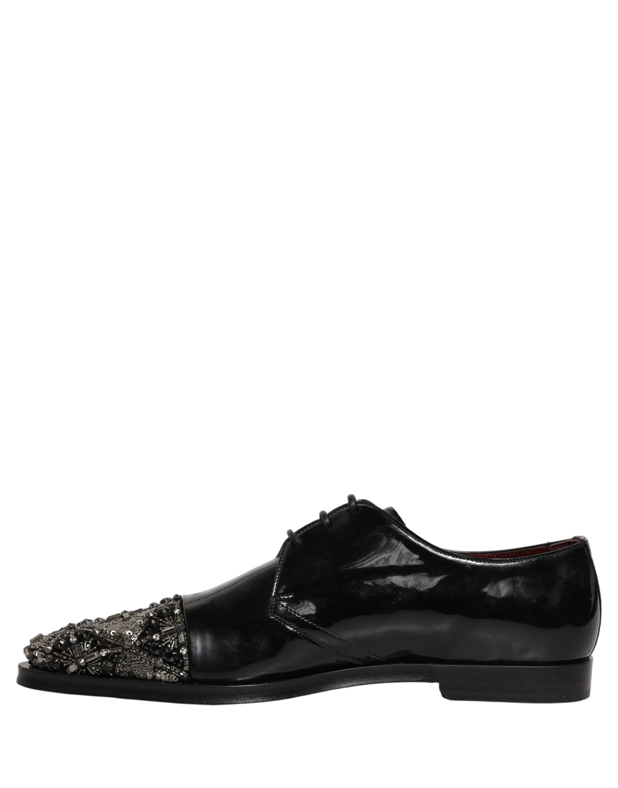 Dolce & Gabbana Schwarze verzierte Herren-Derby-Anzugschuhe